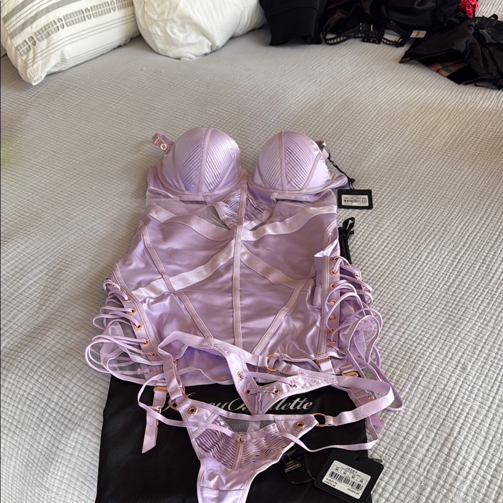 Honey Birdette Purple Satin Bra with Molded Cups